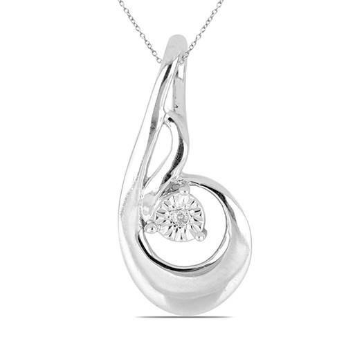 BUY GENUINE WHITE DIAMOND STYLISH PENDANT IN STERLING SILVER